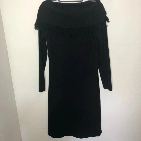 Nina Leonard Fringed Sweater Dress Small - Picture 1 of 6